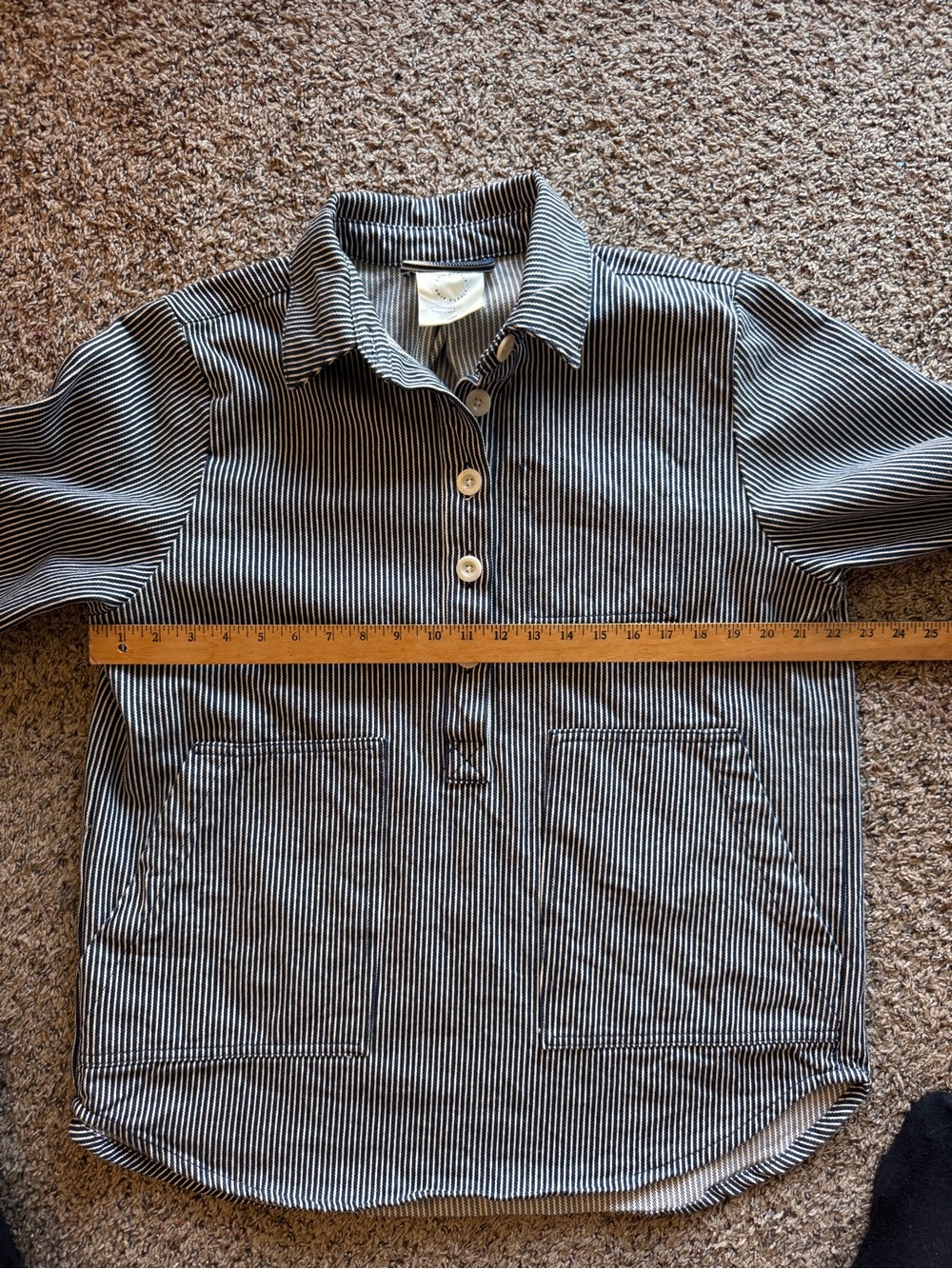 Ship Supply Hickory Stripe Curtis Cotton Top Womens Large Coastal Minimalist - Picture 10 of 10
